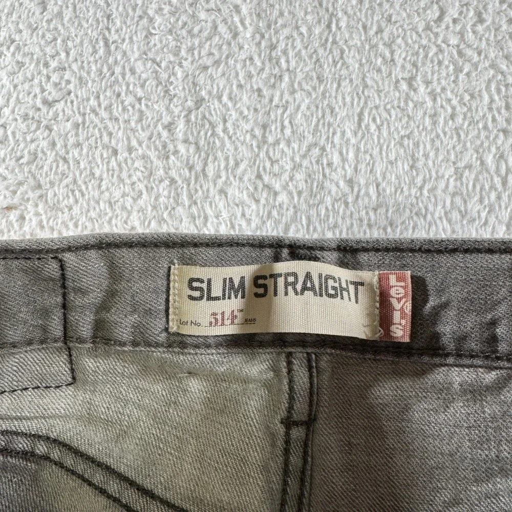 Y2K Levi 514 Slim Straight Light Gray Grey Stone Wash 29x30 Denim Jeans Pants